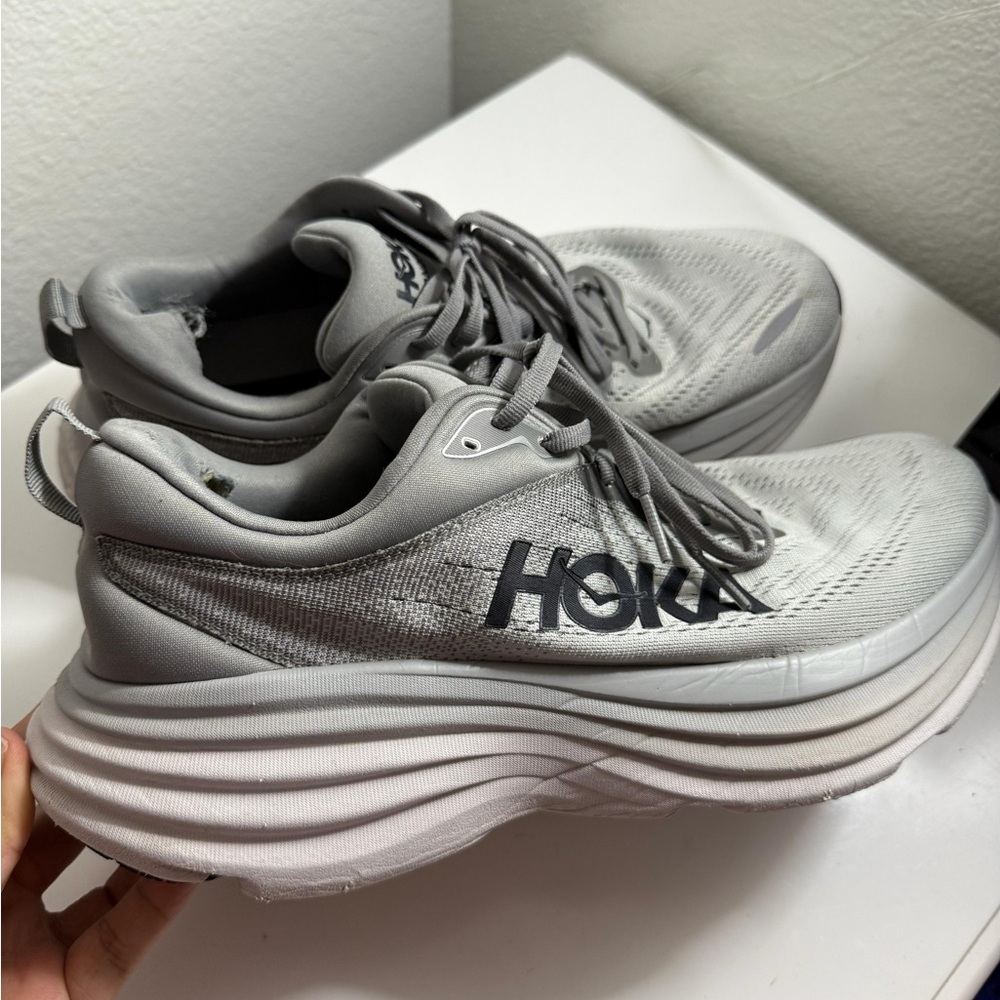 Hoka bondi 8 Gray Running Shoes - Picture 1 of 6